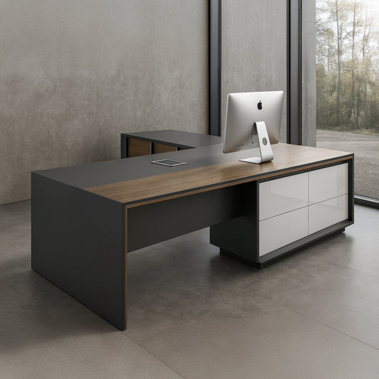 Desk 180*80*75 CM - Wooden and Black - AZ120115