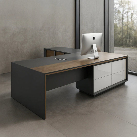 Desk 200*80*75 CM - Wooden and Black - AZ120116