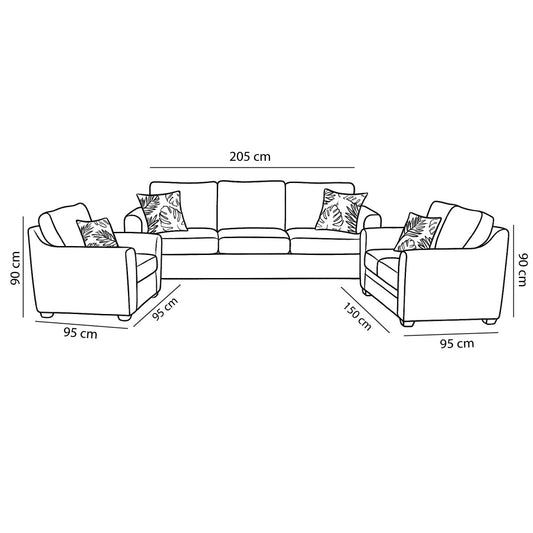 Modern Sofa Set 3 Pieces (Beech Wood, Plywood, Pine) – Color: Gray – Kings Burry