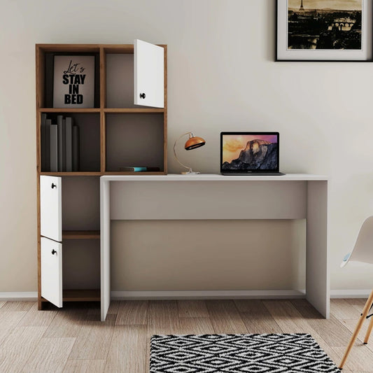 Desk 140x 50x 140 cm - wooden and white- AZ1180