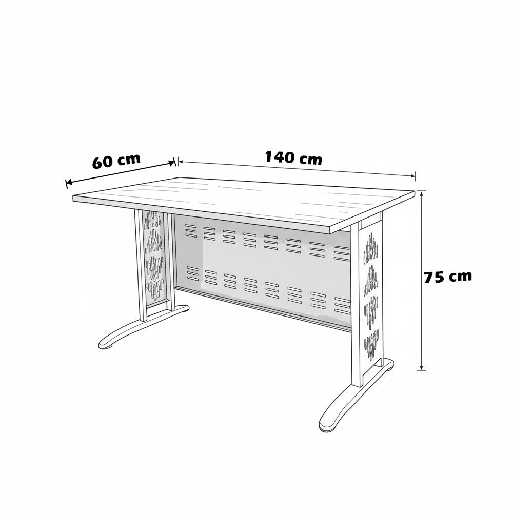 مكتب 140×60×75 سم + شاسيه معدني – بني – AZ50042