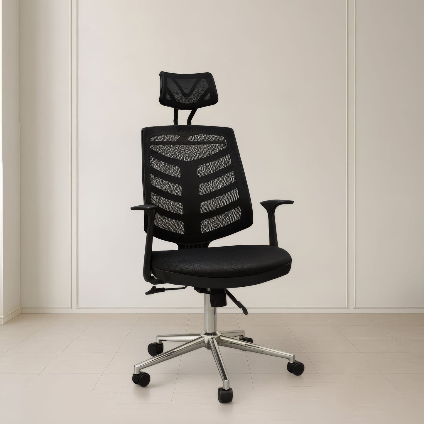 كرسي مكتب بظهر عالى 120 × 65× 65سم - أسود- بيراميت