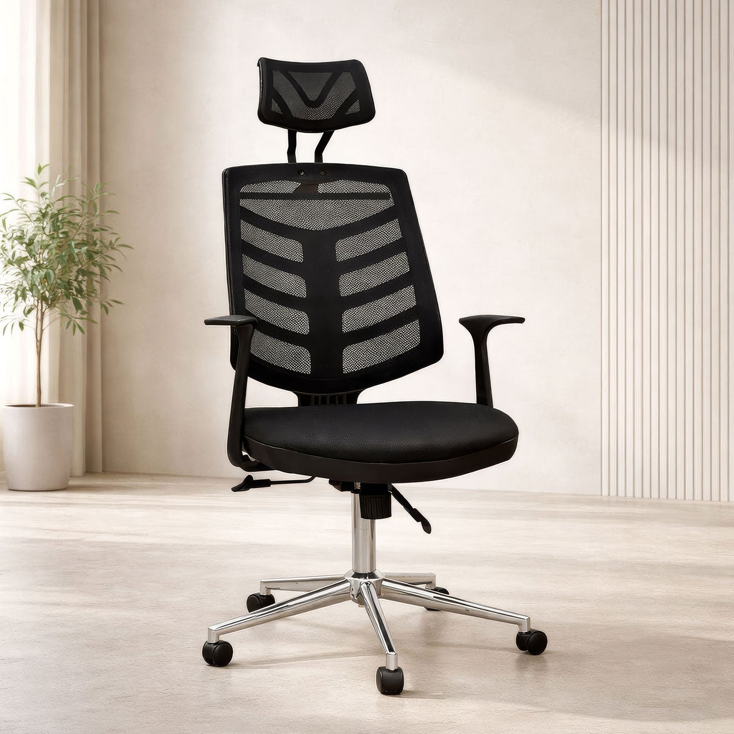 كرسي مكتب بظهر عالى 120 × 65× 65سم - أسود- بيراميت