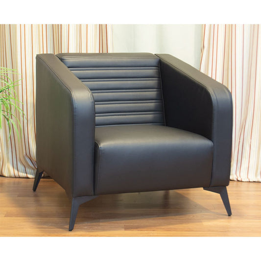 Office Sofa Set – Black Leather with Musky and mdf Wood - ZAYTONE
