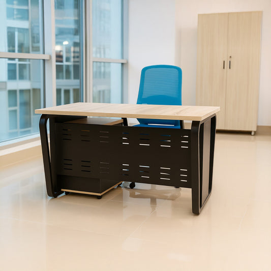 Desk 120 x 60 x 75 cm - wooden and black - AZ50011