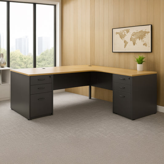 Desk 75*200*80 CM - Wooden and Black - AZ120132