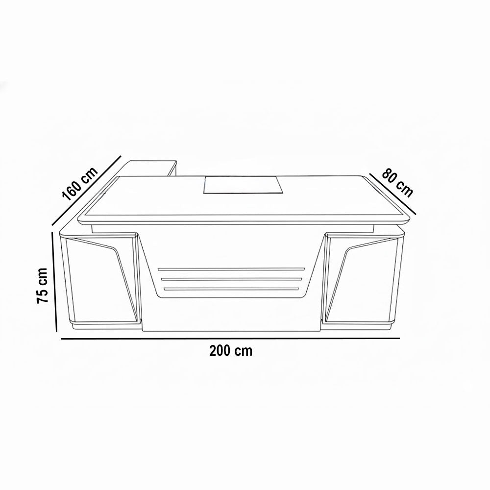 مكتب 200×160×75 سم + وحدة جانبية + أدراج متصلة – بني وبيج – AZ50030