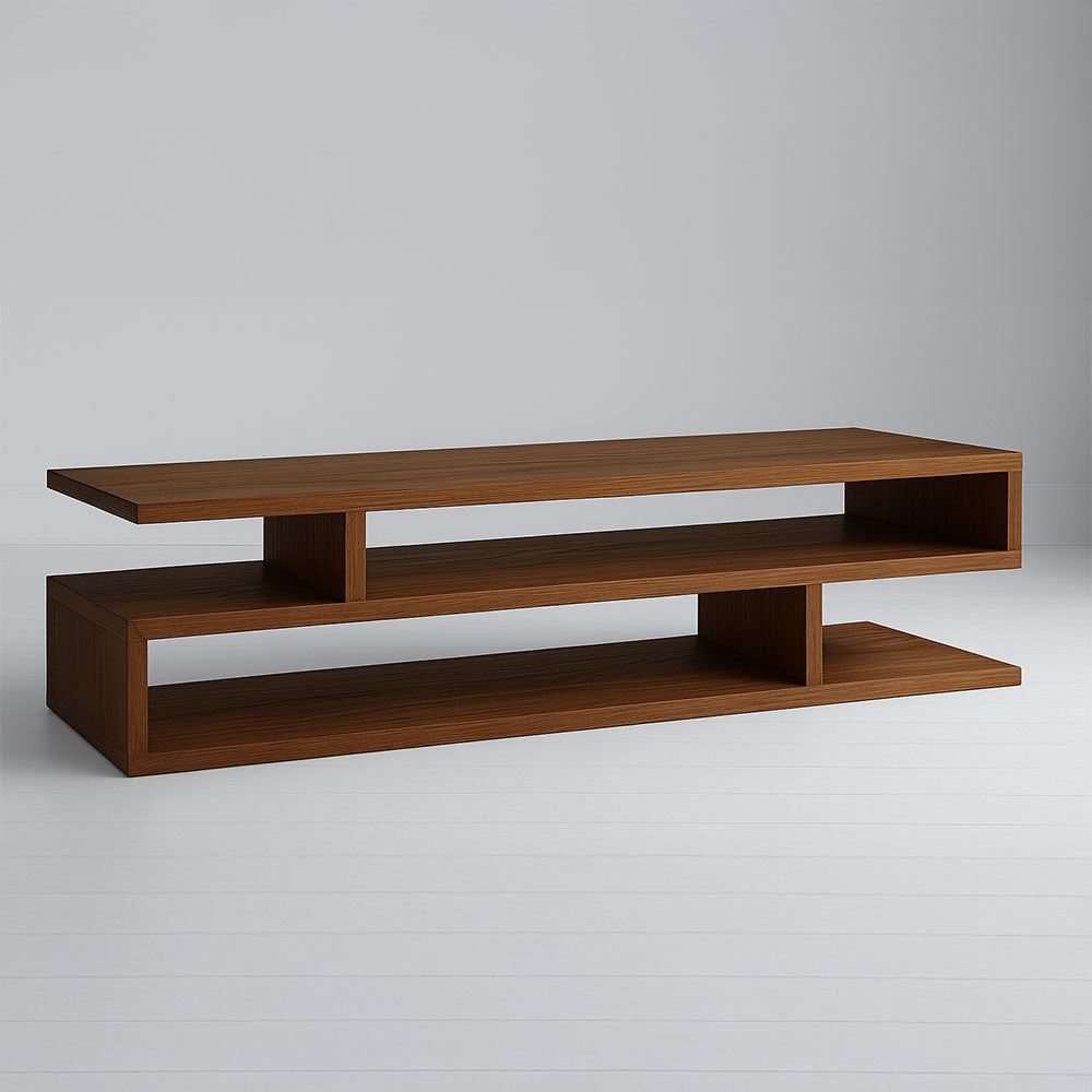 Contemporary Open-Shelf Wooden TV Stand