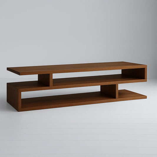 Contemporary Open-Shelf Wooden TV Stand