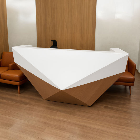 Reception Table 115 x 180 x 60 cm - Wooden and White - AZ111301