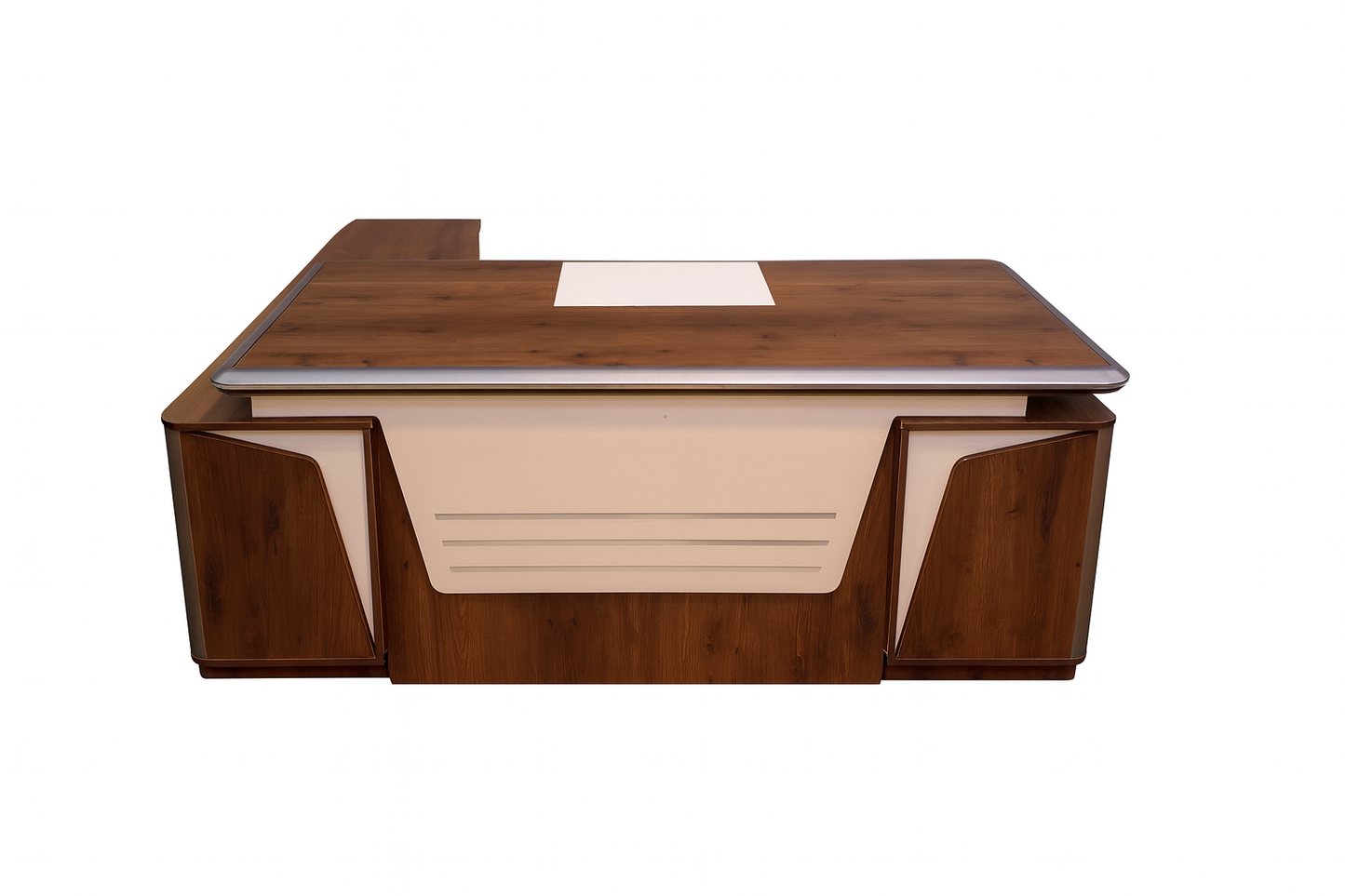 مكتب 200×160×75 سم + وحدة جانبية + أدراج متصلة – بني وبيج – AZ50030