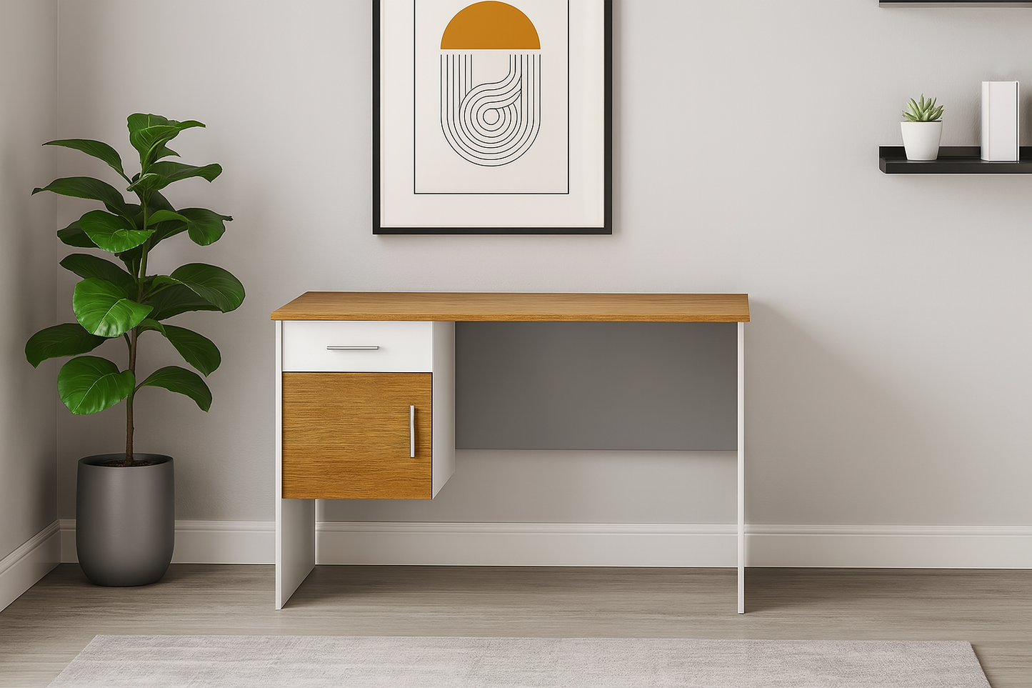 Desk 120 x 60 x 75 cm - Wooden and white - AZ1050