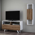 طاولة تلفزيون، 90 × 30 × 45 سم – بني وأبيض – AZ30030

