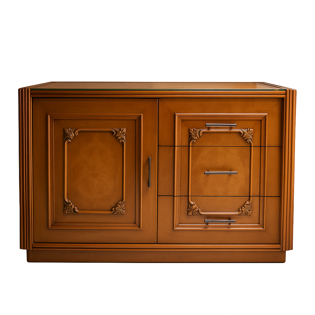 مكتب 200×80×75 سم + مكتبة + طاولة استقبال + وحدة جانبية منفصلة – بني – AZ50045