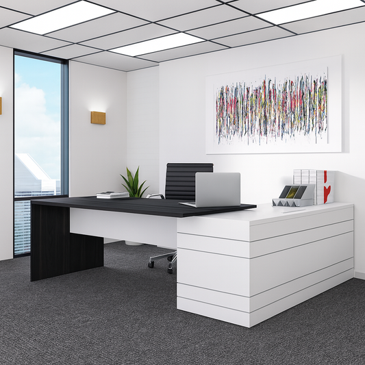 Desk 200 x160 x 80 cm - black& white - AZ1107