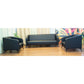 Office Sofa Set – Black Leather with Musky and mdf Wood - ZAYTONE