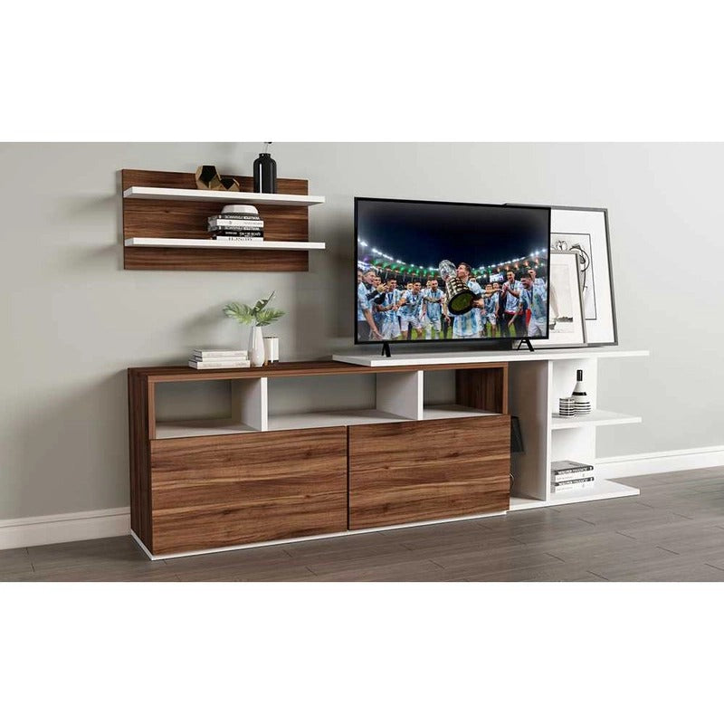 طاولة تلفزيون، 180 × 30 × 45 سم – بني وأبيض – AZ30031
