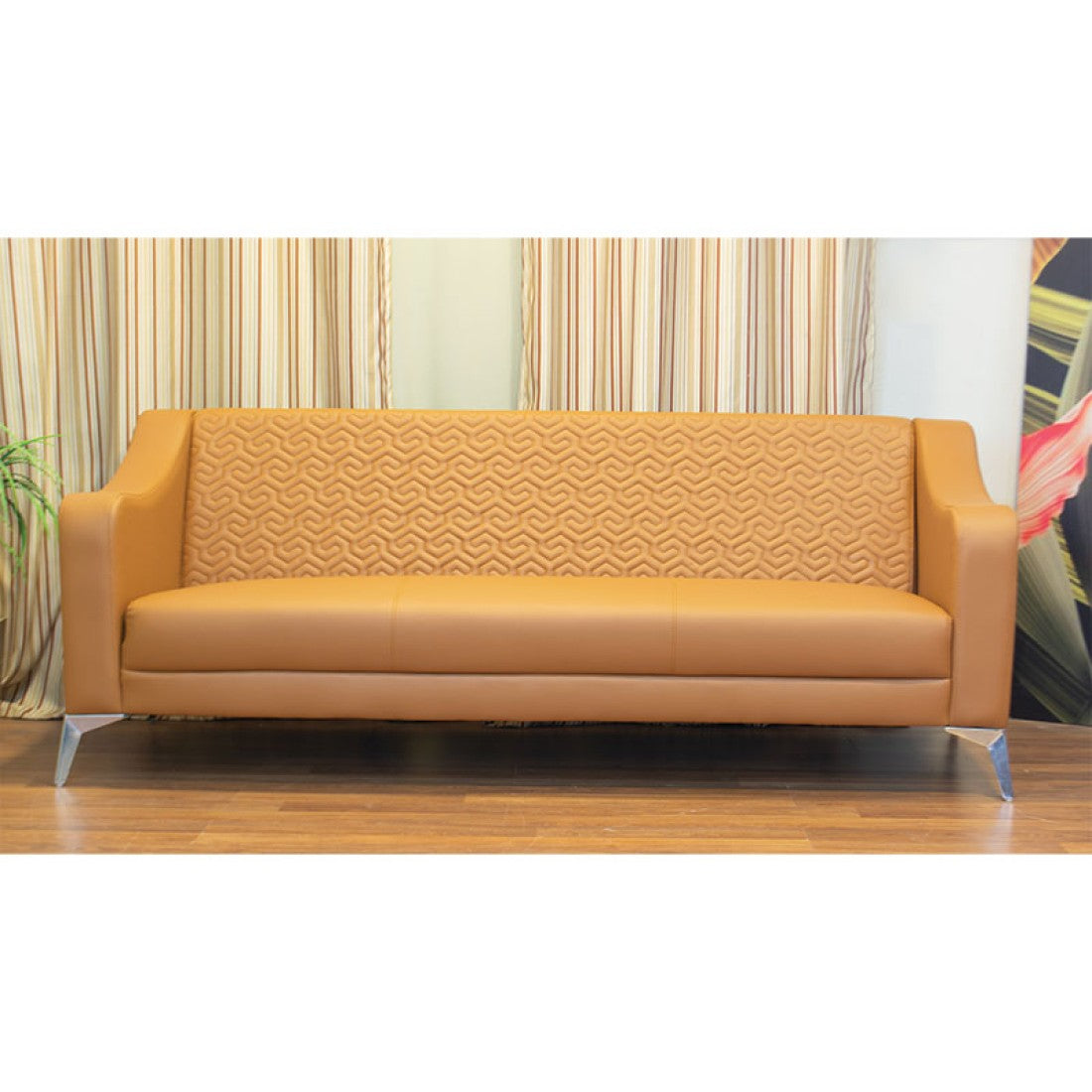 Office Sofa Set – Beige Leather with Musky and mdf Wood - BESAN