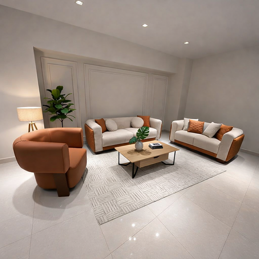 انتريه مودرن 3 قطع (خشب كونتر، خشب زان وخشب موسكي) – اللون: بيج وبرتقالي – 2518
