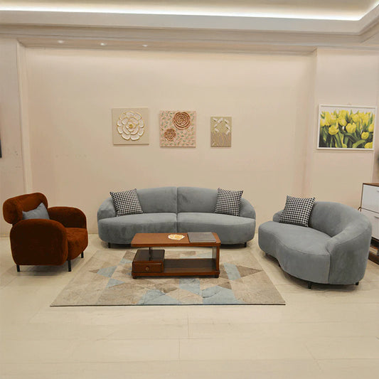 Modern Sofa Set 3 Pieces (Beech Wood, Plywood, Pine) – Color: Gray and Brown –2502