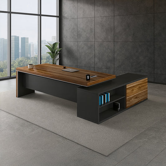 Manager's desk 220 x 160 x 80 - Brown and Black  - AZ1080