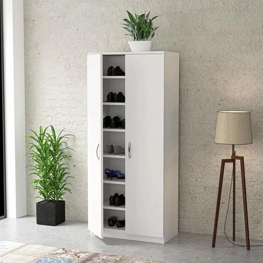 Shoe Cabinet, 70 × 30 × 160 cm - White - AZ40033