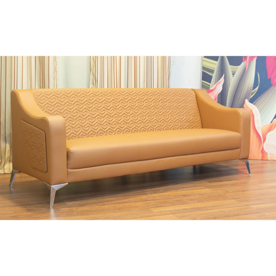 Office Sofa Set – Beige Leather with Musky and mdf Wood - BESAN