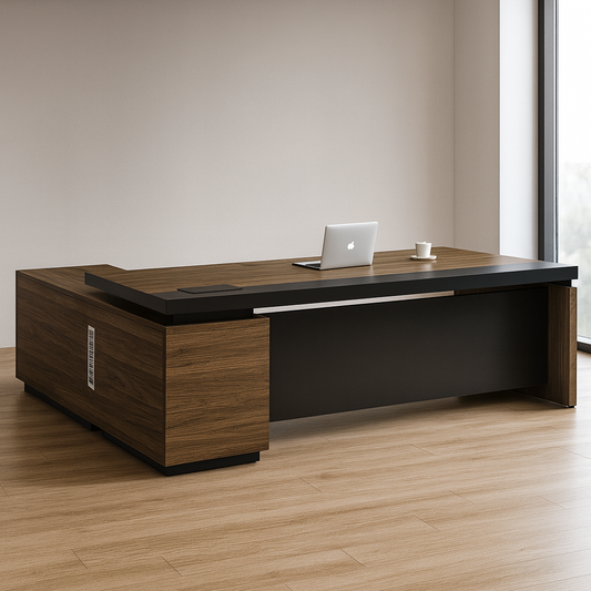 Manager's desk 220 x 80x 160- wooden and black- AZ1219