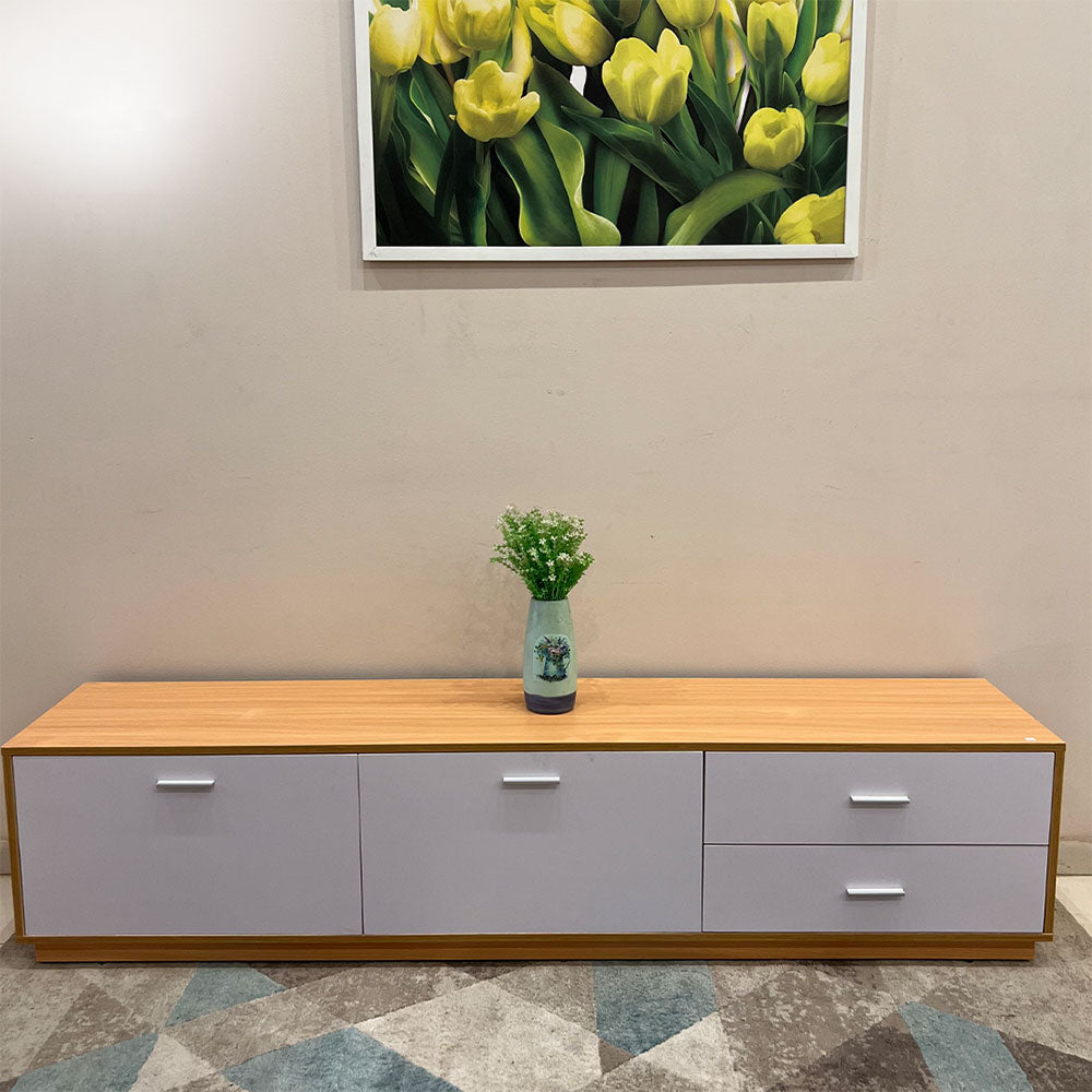 طاولة تلفزيون 200 × 40 × 40 سم – خشبي وأبيض – TV Stand-2
