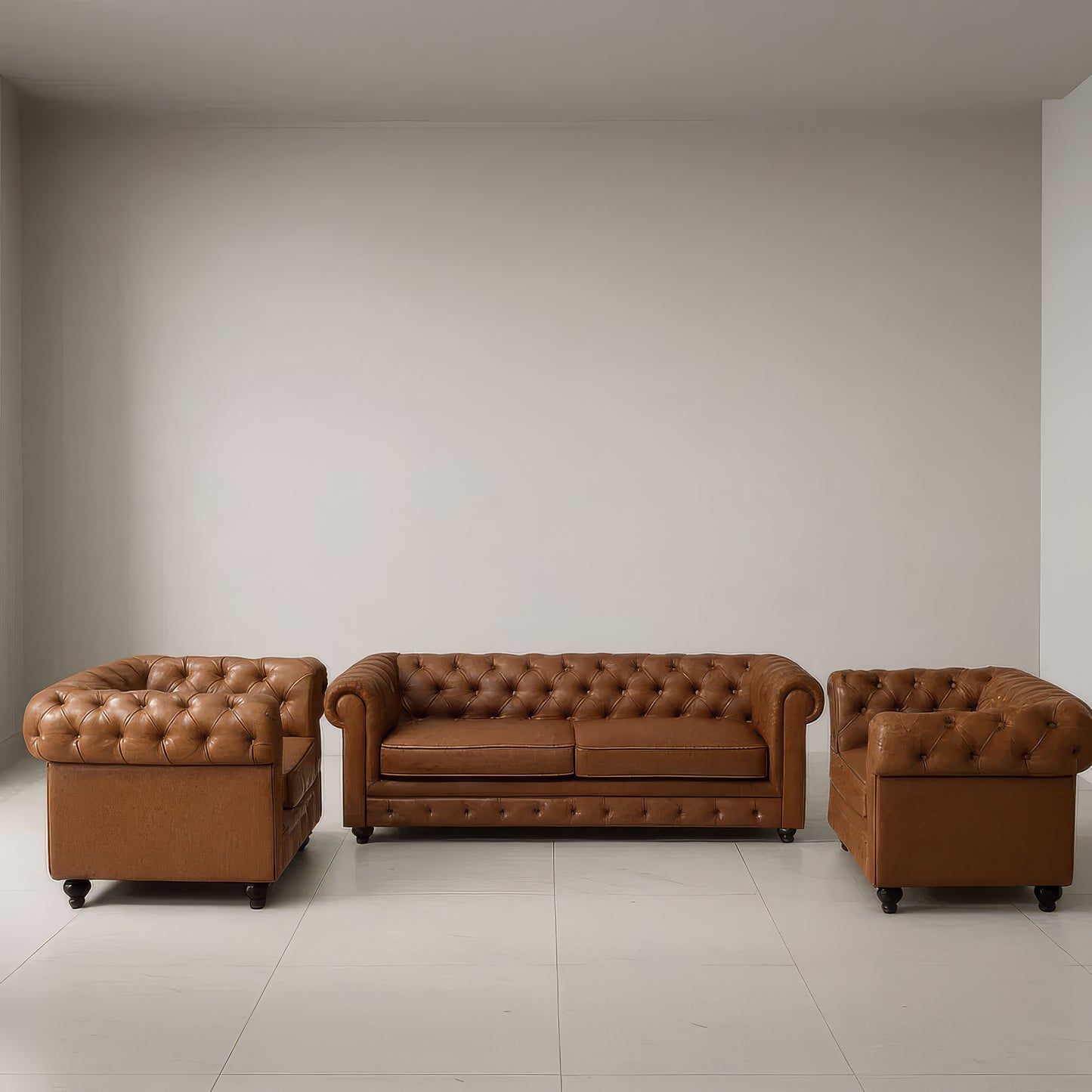 طقم كنب مكتبي –  بني - HC-CHESTERFIELD