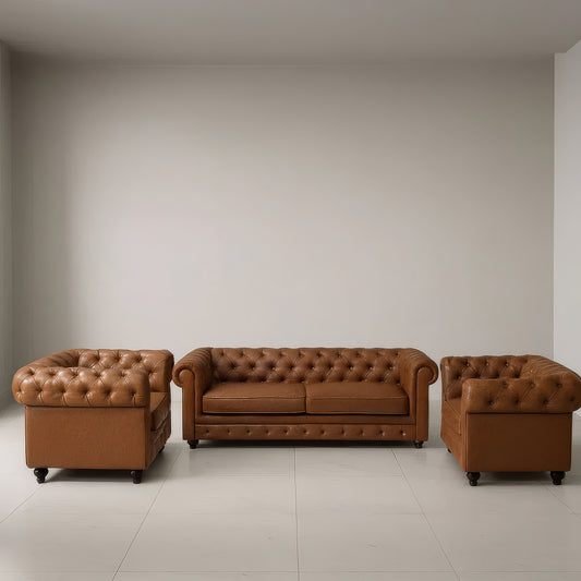 طقم كنب مكتبي –  بني - HC-CHESTERFIELD