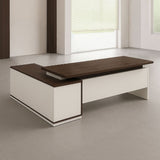 Desk 200×160×75 cm + Side Unit – Wooden and White – AZ120140