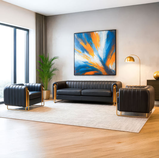 طقم كنب مكتبي – أسود – الجبيل