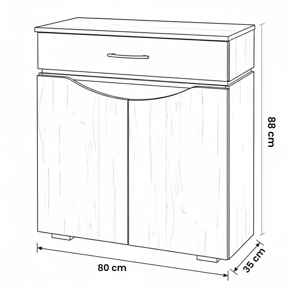 جزامة، 80 × 35 × 88 سم - بني وأبيض - AZ40035