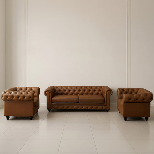 طقم كنب مكتبي –  بني - HC-CHESTERFIELD