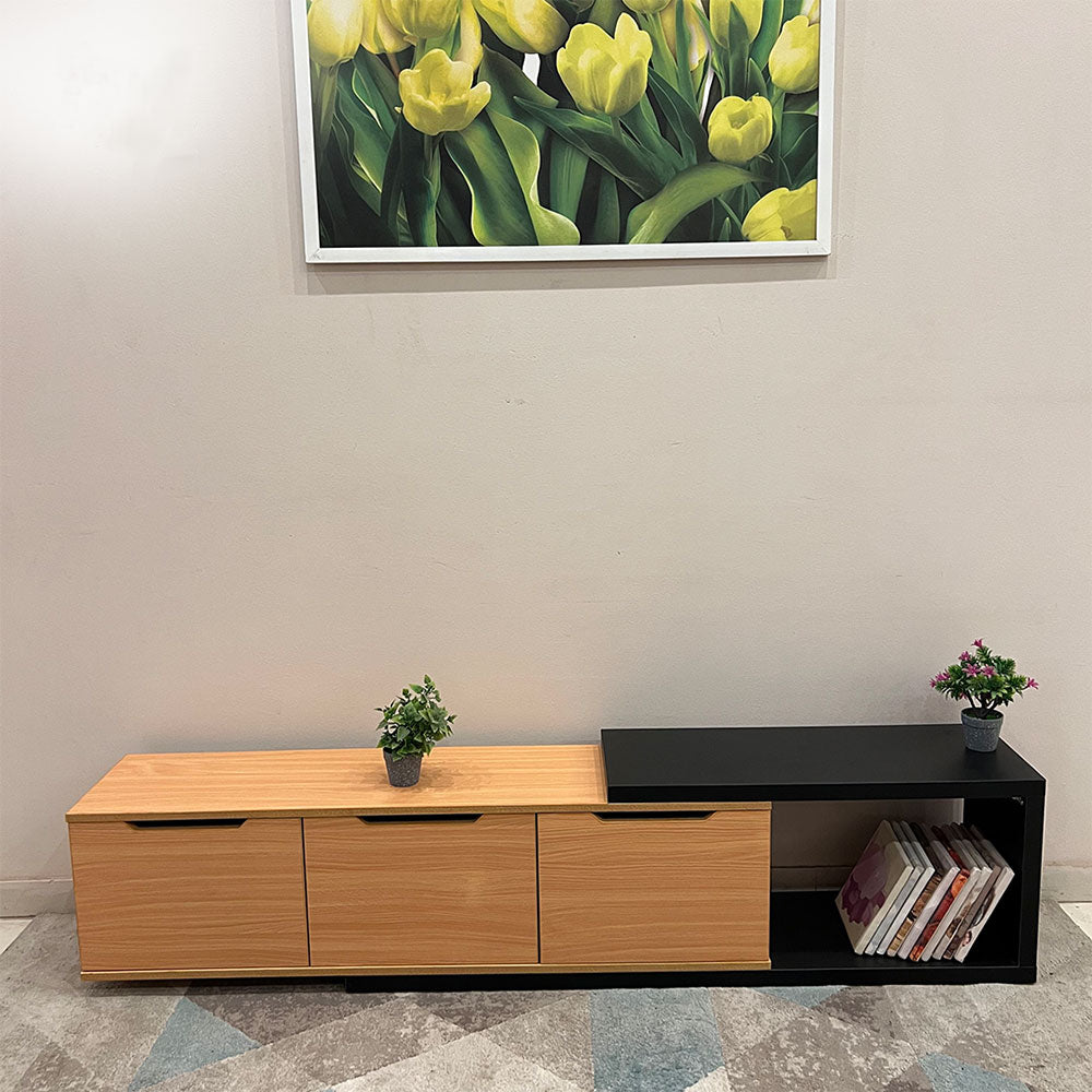 طاولة تلفزيون 180 × 40 × 45 سم – خشبي وأسود – TV Stand 5
