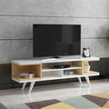 طاولة تلفزيون، 150 × 30 × 50 سم – أبيض وخشبي – AZ30037
