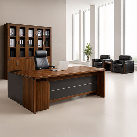 مكتب مدير 200×80×75 سم - خشبي وأسود - AZ12073
