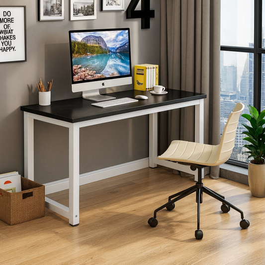 Desk 75 x 200 x 80 cm - Black and White - AZ11140