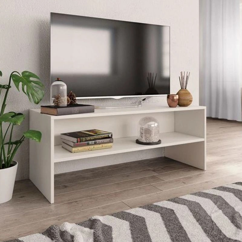 طاولة تلفزيون، 120 × 40 × 50 سم – أبيض – AZ30039
