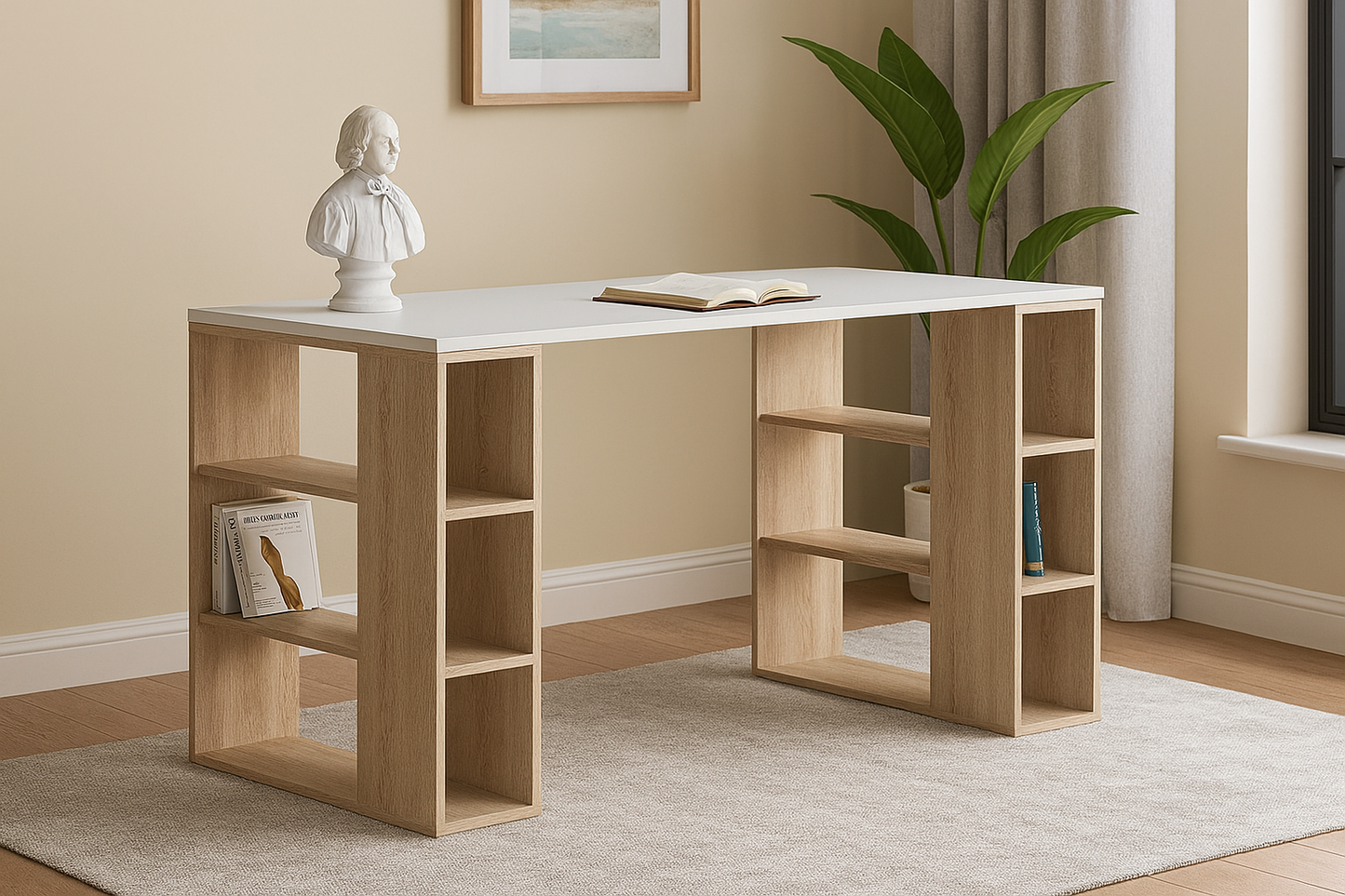 Desk 120 x 50 x 75 cm - Beige and White - AZ1074