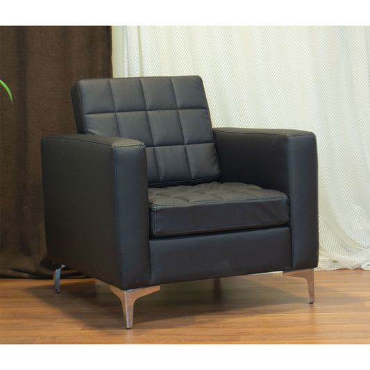 Office Sofa Set – Black Leather with Musky and mdf Wood - Ateco