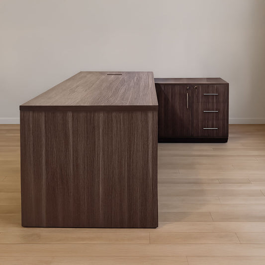 Desk 180×160×75 cm + Side Unit – White & Gray – AZ50027