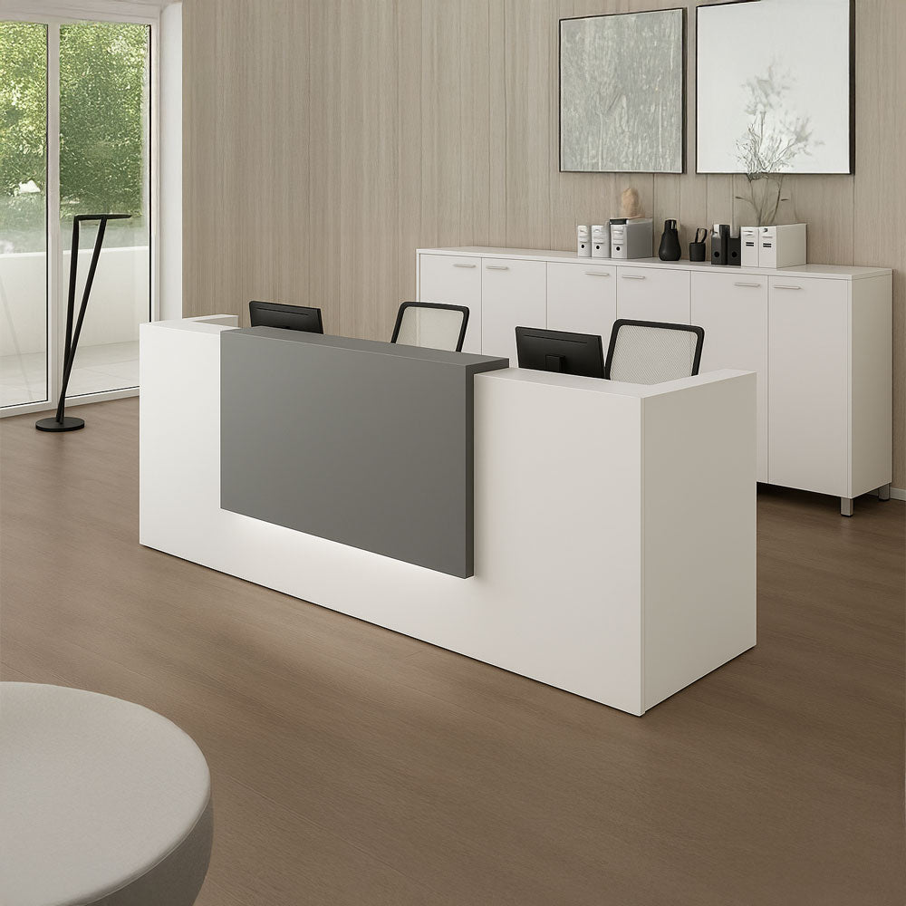 Reception Table 115 x 200 x 60 cm - Grey and White - AZ111214