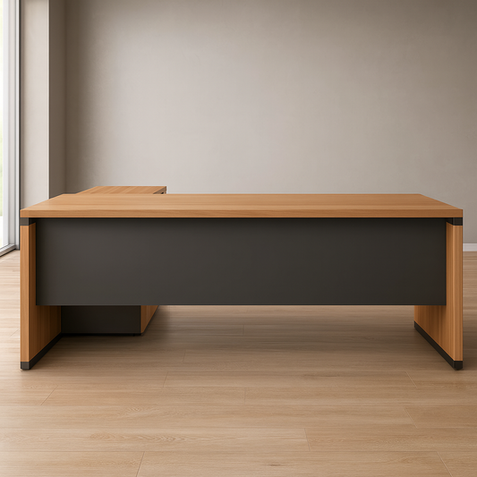 Manager's Desk 75*200*80 CM - Wooden and Black - AZ120420