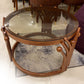 Modern Round Glass Top Coffee Table with Sculpted MDF Base