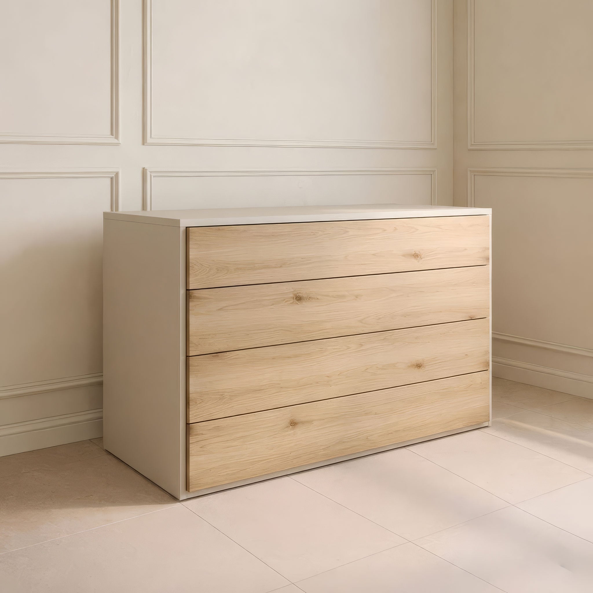 وحدة أدراج، 85×40×80 سم – أبيض وخشبي – AZ500290