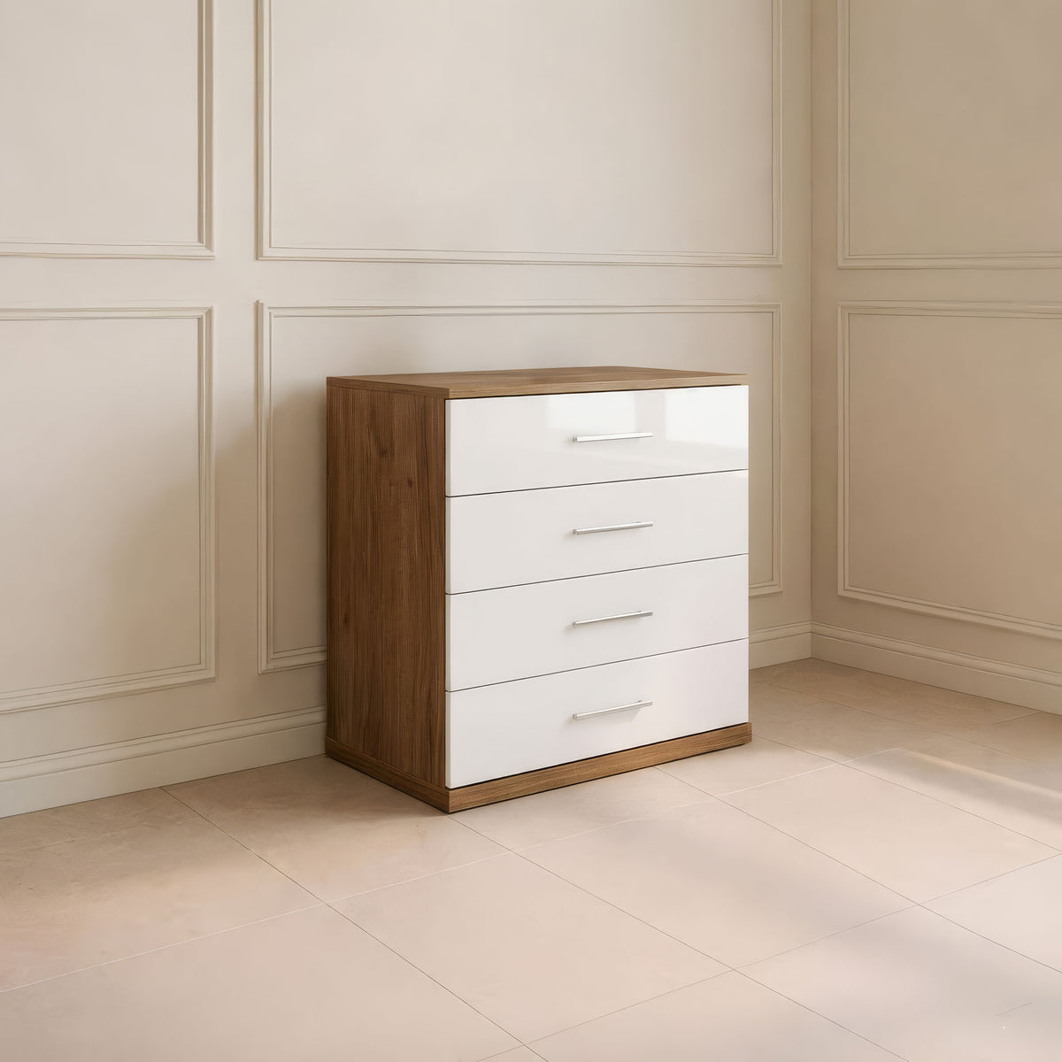 وحدة أدراج، 73×45×73 سم – أبيض وخشبي – AZ500280