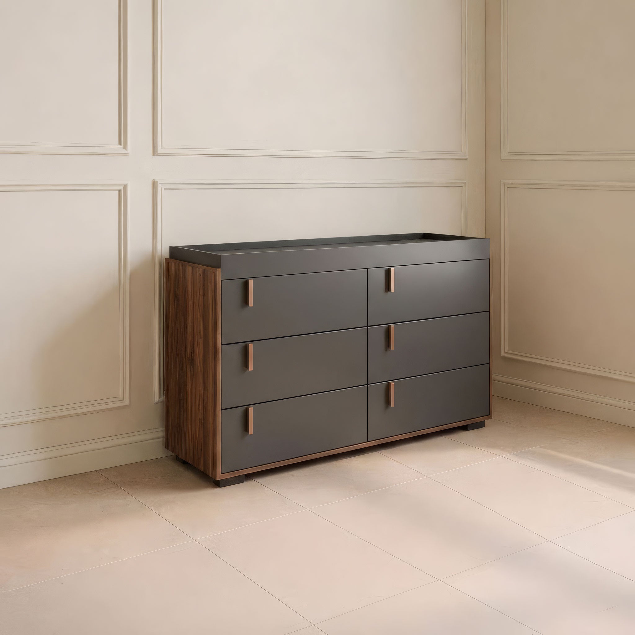 وحدة أدراج 120 × 40 × 80 سم - أسود وخشبي - AZ500200