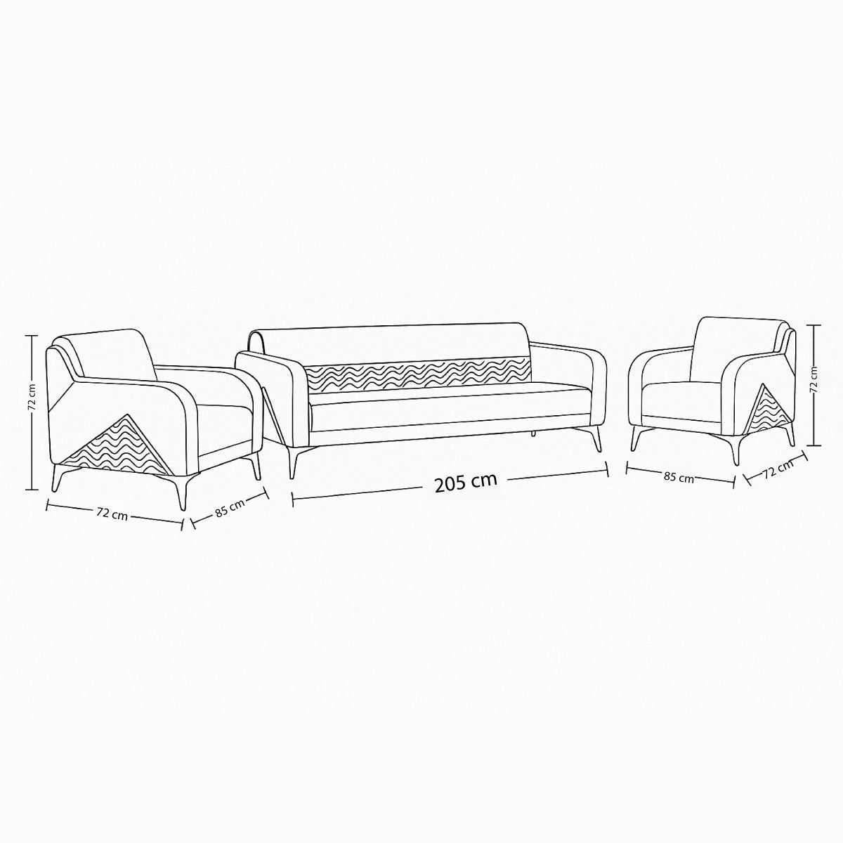 Office Sofa Set – Black Leather with Musky and mdf Wood - YAFA